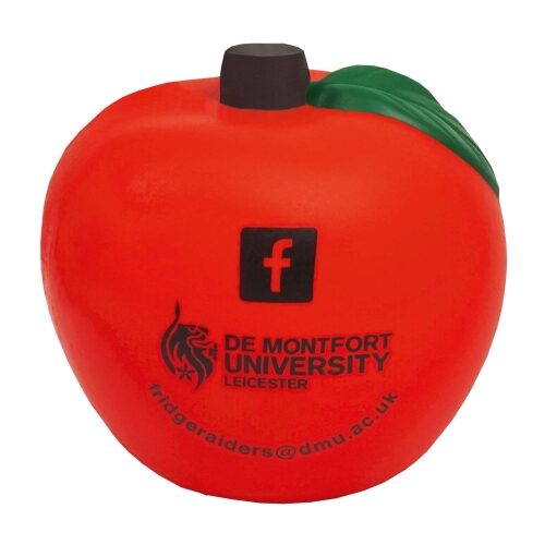 Pomme anti-stress rouge en mousse, vue de détail